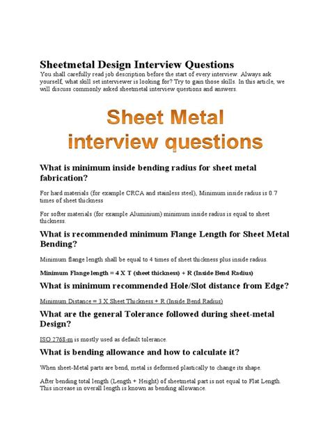 sheet metal interview questions and answers pdf|metal fabrication interview questions.